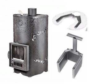 Дровяная печь для бани Ферингер Уют-18 ПФ. В кожухе стандарт . С кассетами и наливным устройством.