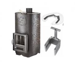 Дровяная печь для бани Ферингер Уют-18 ПФ. В кожухе дуб , с кассетами и наливным устройством